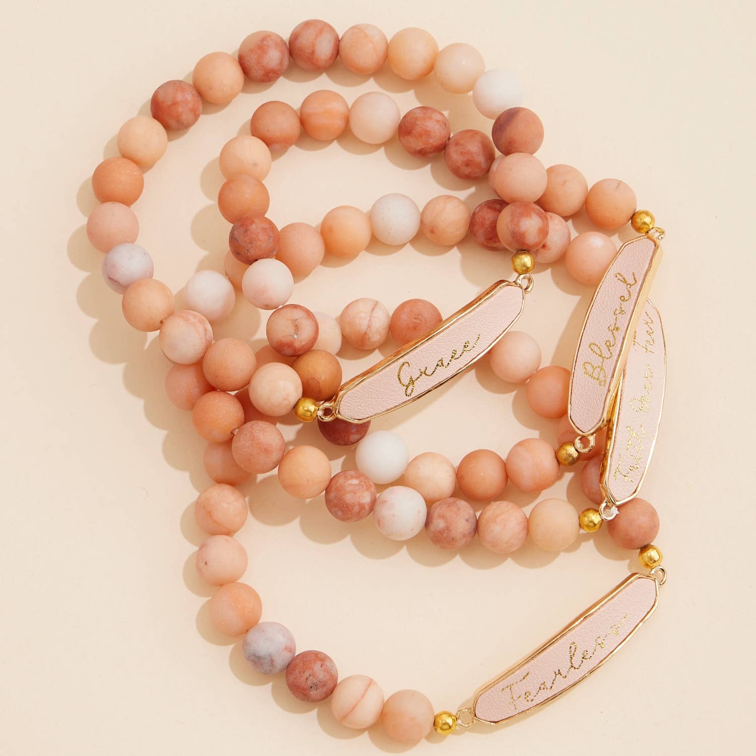 Faith Over Fear Natural Stones Beaded Bracelet